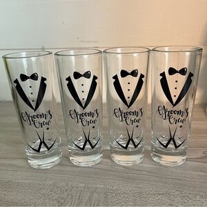 Groom’s Crew Shot Glasses Set of 4 Like New